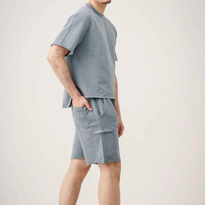 High Quality 360 Grams Heavyweight Acid Wash T-Shirt Short Set 2 Piece Jogger Set Breathable T-Shirt Short Cotton Set for Men - Product Image 6