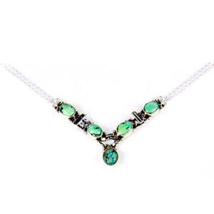 Collier chaîne tendance en turquoise plaqué or 925 pour femmes, à porter au quotidien et en cadeau - Product Image 3