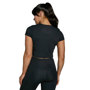 T-shirts décontractés pour femmes en coton et polyester respirant, anti-froissement, manches courtes, col rond, crop top, imprimé graphique, pull-over, streetwear - Product Image 3