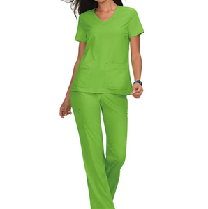 Nuevo diseño de uniforme de hospital uniforme de enfermera con cuello en V Scrub Set Spandex ropa de trabajo médica uniformes - Product Image 4