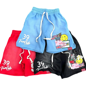 Pantalones cortos de gimnasio para hombre, 100% algodón, felpa francesa, logotipo personalizado, lavado ácido, Vintage, desgastado, Sun Fade Streetwear Look Raw Hem High Street - Product Image 6