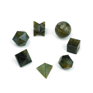 Ensemble de géométrie en cristal de labradorite, pierre naturelle sacrée sculptée pour la guérison des solides platoniques Formes géométriques uniques - Product Image 1