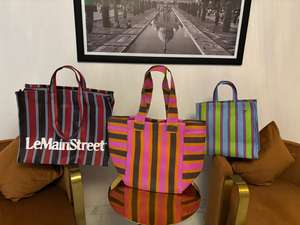 ถุงช้อปปิ้งทำจากไนลอนรีไซเคิลทำจาก PP เป็นมิตรต่อสิ่งแวดล้อมมีลายทางที่ยั่งยืนผลิตในอินเดีย-ตัวเลือกจำนวนมาก - Product Image 5