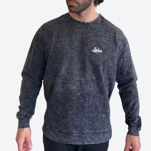 Sudadera de lavado ácido de alta calidad transpirable algodón poliéster sólido Casual estampado XL XS tallas suéter de invierno teñido liso - Product Image 1