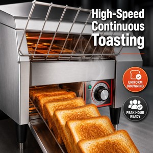 Tostadora Eléctrica Comercial de Banda Transportadora 220V Continua para Cafetería Escolar, Comedor y Cocina de Desayunos - Product Image 2