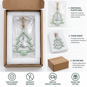 Adorno Colgante de Metal Vintage para Árbol, Decoración Navideña Rústica Verde, Adorno Festivo - Product Image 3