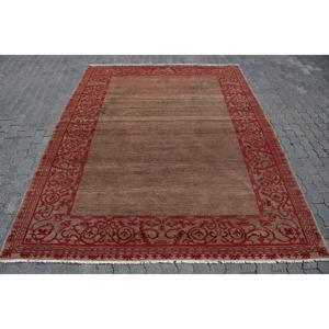 7.9x9.7 ft Vintage Turkish Rug, Oversize Rug, <b>Brown</b> <b>Wool</b> Rug - Product Image 1