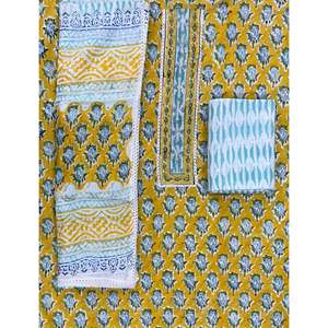 Tela de Georgette sin coser con estampado a bloques, material para vestido, Salwar Kameez dibujado a mano, estilo Anarkali, traje pakistaní. - Product Image 1