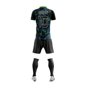Ensemble de maillots de football à manches courtes et col en V personnalisés avec impression par transfert thermique, de haute qualité, en tissu 100% polyester - Product Image 2