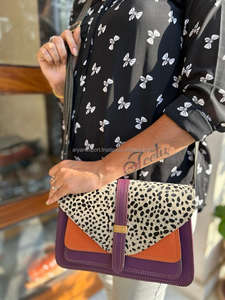 Nouveau Style cuir recyclé couleur trapu sac à bandoulière haute qualité imprimé Animal fourrure cuir sac à main multicolore femmes sac à bandoulière - Product Image 2