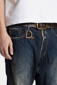Jean en denim délavé respirant et écologique pour homme, 100 % coton, avec détails boutonnés, coupe droite décontractée - Product Image 4