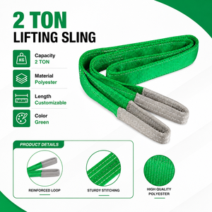 Provina Sling en sangle réglable à œil plat, 2 tonnes, 50 mm, 16 pouces, avec raccords en acier haute résistance, extrémité en polyester type collier, robuste, double épaisseur, à œil - Product Image 2