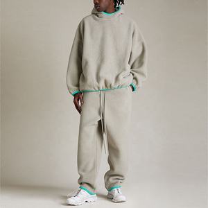 French Terry Heavyweight Sweatsuits Unisex 100% algodón sudaderas con capucha y pantalones de chándal Conjunto personalizado en blanco chándales para hombres - Product Image 1