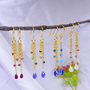 À la mode 925 Sterling Silver Plaqué Or Bijoux Multi Couleur Pierres Précieuses Dames Porter Boucle D'oreille Suspendue - Product Image 2
