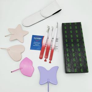 Pince à épiler d'extension de cils en acier inoxydable à revêtement en poudre rose à 90 degrés avec pointe de volume - Product Image 4