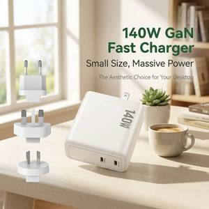 อะแดปเตอร์ชาร์จเร็ว 140W GaN USB-C 2 พอร์ต PD 3.1 พร้อมปลั๊กเปลี่ยนได้ EU/UK/AU/US สำหรับ <span class=keywords><strong>iPhone</strong></span> 17 - Product Image 1