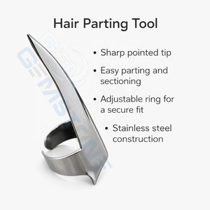 Anillo curvo para separar el cabello, agujas de gancho de acero inoxidable, divisor de secciones de cabello duradero y reutilizable, para trenzas y extensiones. - Product Image 4