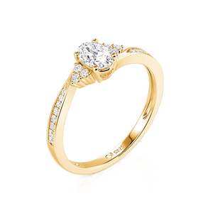 Jeulia Gold Bypass Oval Cut Cluster Engagement Ring-Classic Romantic Adjustable Inlay - Product Image 2