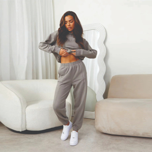 2025 OEM femmes décontracté français éponge polaire pantalons de survêtement coton bio Joggers pantalon plat avant Style nouveau Streetwear survêtement costume - Product Image 4