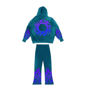 Chándal de lana para hombre de alta calidad lavado con ácido 2024 Puff impreso logotipo personalizado Color sólido liso temporada de invierno al por mayor - Product Image 4