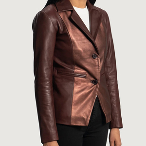 Chaqueta de cuero clásica para mujer, logotipo personalizado, proveedor OEM, venta al por mayor, abrigos de motociclista ajustados, tendencia a granel de moda barata - Product Image 2