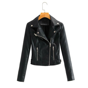 Chaqueta de Moto de piel de oveja auténtica con cremallera de nuevo estilo, chaqueta de bicicleta ajustada cálida para Invierno para mujer - Product Image 1