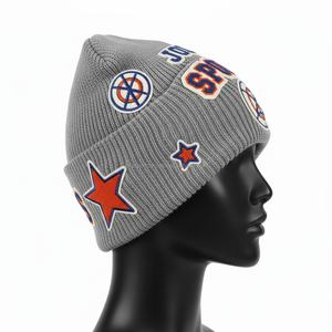Gorro de Invierno para Mujer, Gorro de Punto Acrílico Suave y Elástico, Color Gris, Logotipo Personalizado Bordado, Diseño Deportivo Moderno, Gorro Jacquard - Product Image 3