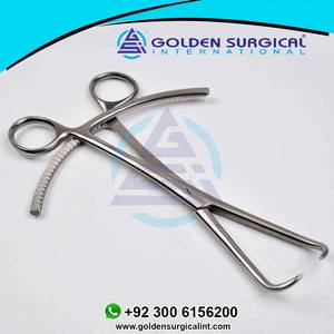 Stainless Steel Manual Bone Reduction Forceps <b>Orthopedic</b> Curved <b>Surgical</b> Long Ratchet Pointed Jaw <b>Instruments</b> - Product Image 2