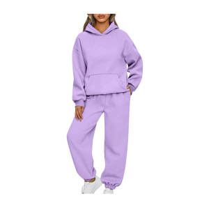 Pantalon de jogging en coton avec logo personnalisé Ensemble de sweat à capuche pour femmes de taille plus Survêtement décontracté pour vêtements de salon printemps - Product Image 2