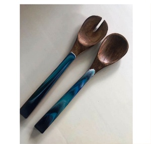 Utensilios de cocina de madera Putti Muebles finos SERVIDOR DE ENSALADAS DE MADERA JUEGO DE 2 ARTÍCULO DE COCINA ÚNICO HECHO A MANO - Product Image 3