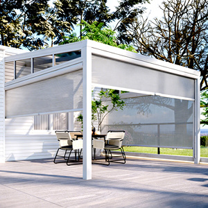 Pergola motorisée rétractable moderne en aluminium avec rideaux latéraux télécommandés, certifiée CE, <span class=keywords><strong>abri</strong></span> pare-soleil étanche pour jardin - Product Image 2