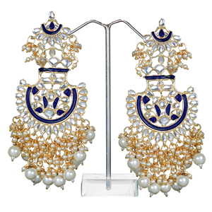 Luxury Inspired Alloy Long Drop Earrings with Bead Embellishment and Durable Base Designed for Wedding Wear Party Styling - Product Image 2