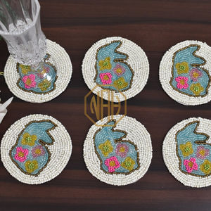 Posavasos con cuentas hechos a mano de fábrica, alfombrillas decorativas redondas para bebidas para mesa de comedor, soporte para taza de té y café, suministro al por mayor a granel - Product Image 3