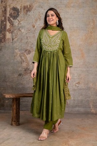 กางเกง kurti และ dupatta แบบปักลาย Mul Mul มีให้เลือกในอัตราขายส่งคอลเลกชันขายส่งระดับพรีเมียม - Product Image 5