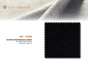 95% Cotton 5% Lurex Silver Glitter Grizzled Plain Single Jersey <b>Fabric</b> 150 GSM 71" Metallic Knit <b>Fabric</b> for Girls Garment - Product Image 1