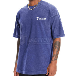 T-shirt lavé à l'acide de couleur unie pour adulte coupe ample imprimé 100% coton vêtements d'été T-shirt à manches courtes pour hommes - Product Image 4