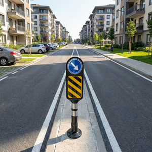 Reflective Roadway Median <b>Strip</b> Caution Safety Sign Board-Steel or <b>PVC</b> - Product Image 2