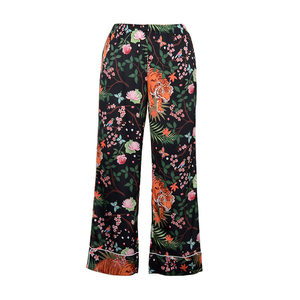 Tiger Leopard Botanical PajamaSeda Pijama Pijamas de satén Pijamas de mujer para mujer conjunto - Product Image 4