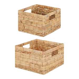 Cestas Decorativas de Mimbre de Jacinto de Agua Tejidas a Mano con Asas Integradas, Cestas de Almacenamiento Económicas - Product Image 5