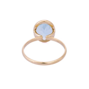 Bague solitaire ovale aigue-marine naturelle faite à la main 18K or jaune massif bijoux de mariage élégants cadeau de mariage d'anniversaire parfait - Product Image 4