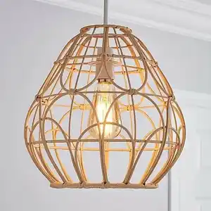 2023 Rattan vimini rotondo bambù rattan lampadario a sospensione lampada a sospensione Led plafoniera sala da pranzo soggiorno lampadario