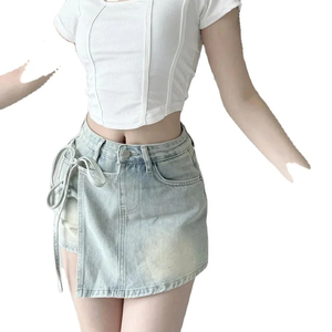 Jupe crayon en denim extensible pour femme, longueur genou, tenue de bureau, silhouette professionnelle, élégante, pièce inférieure bleue - Product Image 6