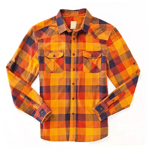 Chemises en flanelle unisexes en coton à carreaux doublées pour l'hiver Chemises habillées lourdes à carreaux en polyester boutonnées à la mode pour garçons - Product Image 5