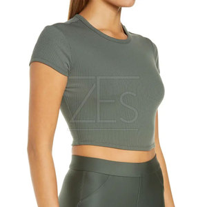 เสื้อครอปสตรีสีทึบทนทานเสื้อครอปสำหรับผู้หญิงใส่สบาย - Product Image 5