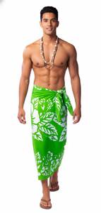 Hawaiian Pareo Polynesia <b>Men</b> Sarong Soft Poly Satin Quick Dry Beach Wrap White Label - Product Image 5