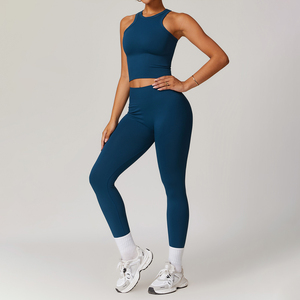 Traje deportivo sin costuras Racerback para mujer con cordón en la cintura, levantamiento de glúteos, hermosa espalda, ropa deportiva para Yoga, incluidos pantalones cortos - Product Image 1