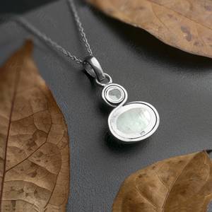 Collar con colgante de piedra lunar ovalada, joyería hecha a mano de Plata de Ley 925, collar elegante de piedras preciosas, regalo para ella - Product Image 2
