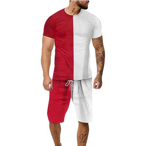 Nouvelle mode d'été pour hommes, tenue décontractée, ensemble de t-shirts courts à séchage rapide, imperméable à la taille élastique, grande taille, motif solide - Product Image 3