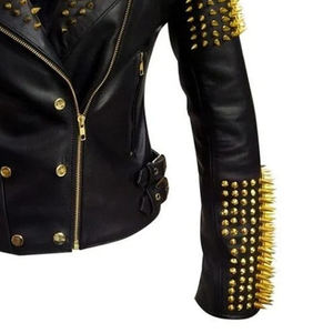 Vendedor caliente mujeres cuero tachonado alta calidad moda tachonado chaqueta superventas 100% cuero calle desgaste tachonado chaquetas - Product Image 3