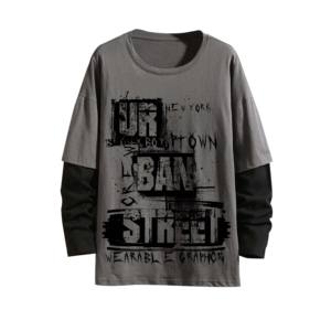 Camiseta holgada de algodón 100% para hombre, camiseta de gran tamaño, manga larga de doble capa con estampado DTG, nuevo estilo, comodidad duradera - Product Image 5